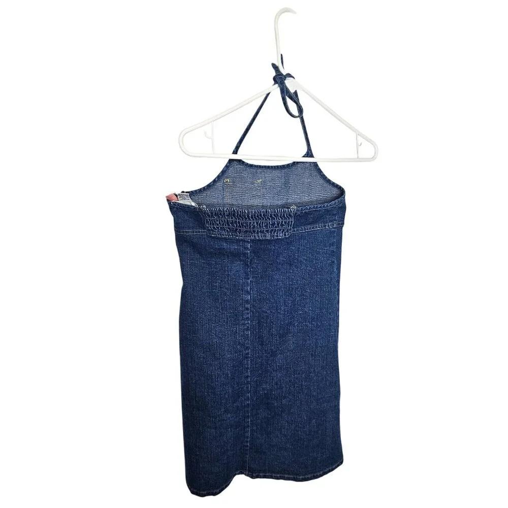 Old Navy Girls Size 12 Denim Jean Halter Dress Side Zipper 2002‎ Y2k Minimalist